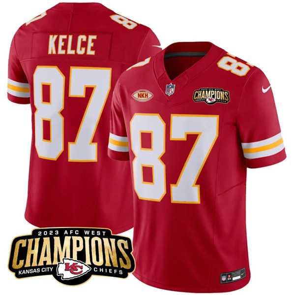 Men & Women & Youth Kansas City Chiefs #87 Travis Kelce Red 2023 F.U.S.E. AFC West Champions With NKH Patch Vapor Untouchable Limited Jersey,We sell and wholesale Men & Women & Youth Kansas City Chiefs #87 Travis Kelce Red 2023 F.U.S.E. AFC West Champions With NKH Patch Vapor Untouchable Limited Jersey on line form chian!